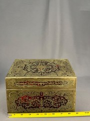 Antique Edwardian Boulle Stationery Box Asprey London Brass Scrollwork c. 1900