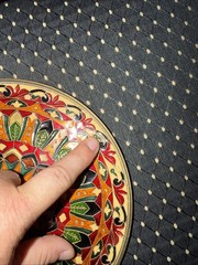 Vintage Greek Byzantine Cloisonné Mosaic Enameled Bronze Wall Plate 7 5/8″
