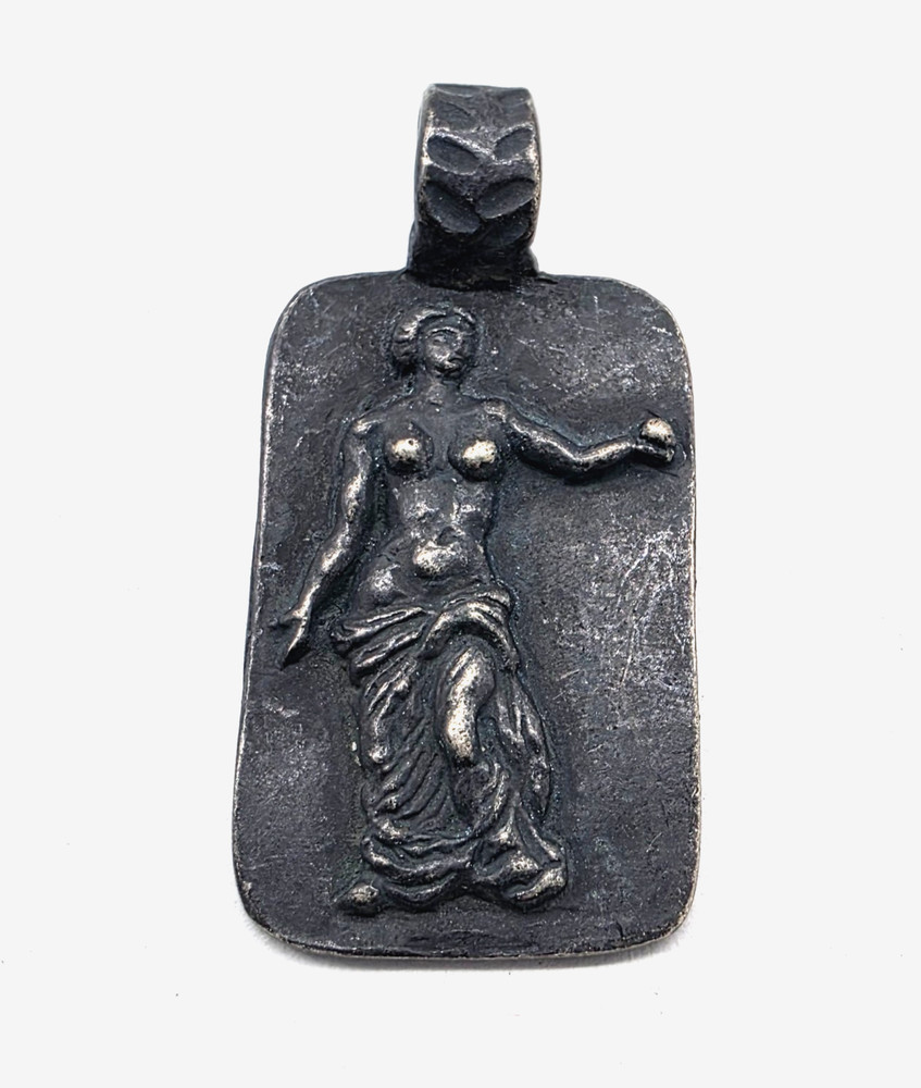 Ancient Greek Roman Silver Pendant Aphrodite Venus Goddess Apple Artifact