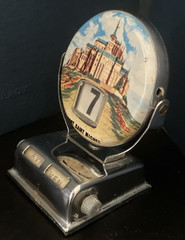 Vintage Mont Saint Michel Perpetual Flip Chrome Desk Calendar France