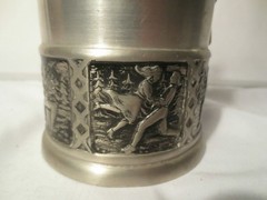 Norway Revere Pewter Lidded Jug Pitcher Carafe Marked #1860 with Inlay Design