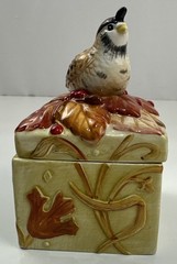 Fitz and Floyd Harvest Quail Fall Candy Dish Vintage Ceramic 1990s