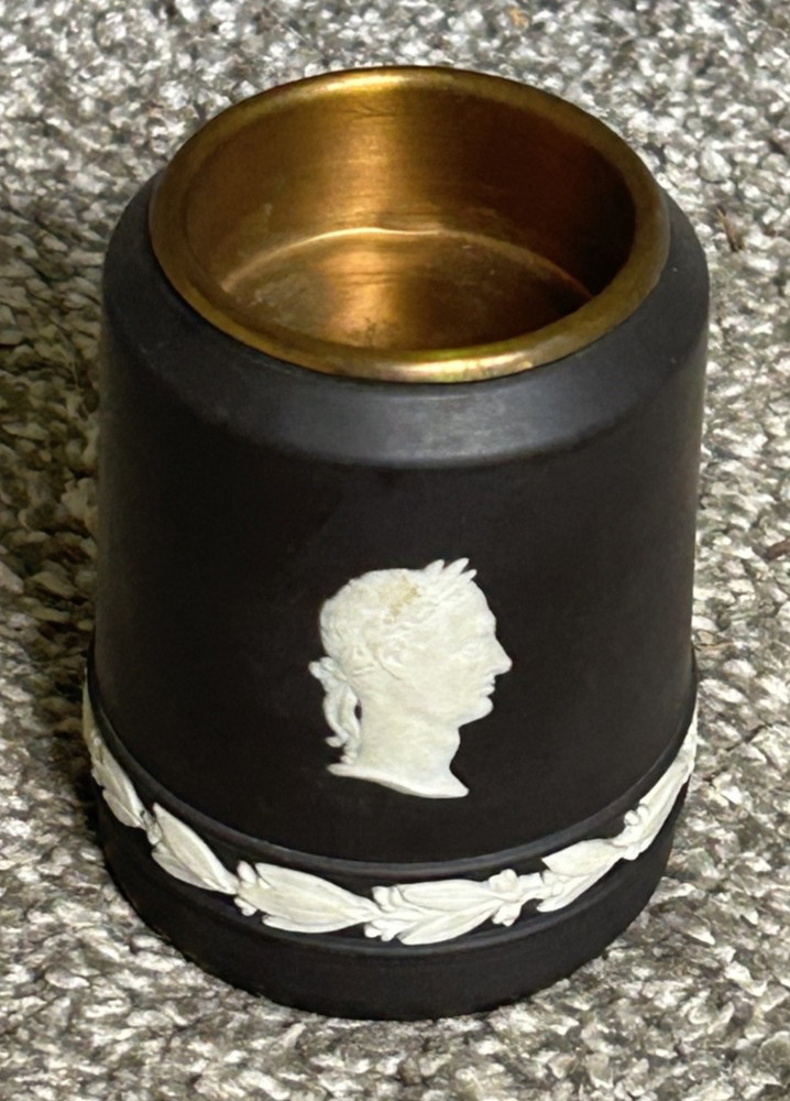 WEDGEWOOD BLACK BASALT TOOTHPICK HOLDER-JULIUS CAESAR