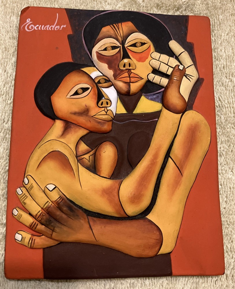 RARE!!! Tile Sculpture Ceramic Pottery Modern Oswaldo Guayasamin Ecuador Era