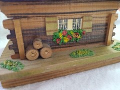 Vintage Musical Wooden Swiss Chalet Cottage Music Box “Edelweiss” Handpainted
