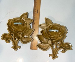 Vintage Hollywood Regency Rose Plaques Homco Plastic 1970s Set of 2