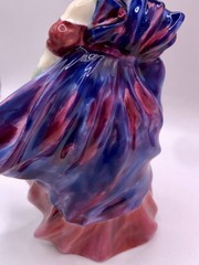 Vtg Royal Doulton Figurine Lady April HN 1958 Bone China England 7″ Pink Purple
