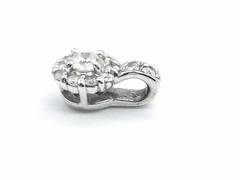 K18WG Diamond Pendant 0.20ct Flower Design Necklace Top Used