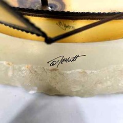 De Mott Brass Copper Sailboat 9″ Ship Signed Art Sculpture Onyx 1970s Heavy Vtg