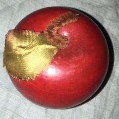 Vintage – Red Wooden Apple With A Leaf