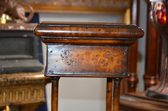 Neoclassical Wooden Walnut Burl & Bronze Pedestal Stand Tall 43 1/2 in