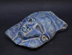 Egyptian Hathor Mask Sculpture Solid Stone Ancient Mythology Face Artifact BC