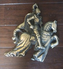 Vintage Cast Metal Bronze Finish Knight Medieval Wall Art Decor