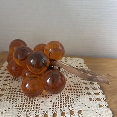Vintage MCM Amber Orange Lucite Grape Cluster Large Driftwood Stem