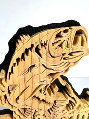Bass ‘Gone Fishin’ – Ready to Hang or Stand – Hand Crafted Wood
