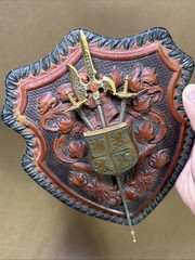Vintage Medieval Wall Decorative Arts Coat Of Arms Europe 9×7” Used WOW!