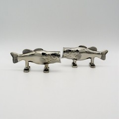 Bass Fish Shaped Boat Dock Cleat Nautical 316 Marine Stainless Steel Lot of 2