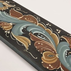 VTG Hand Painted Rosemaling Wood Bread Cutting Board Farmhouse Folk Art 19.5″