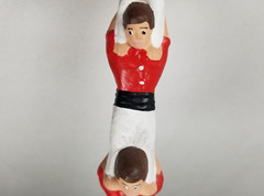 Rare Three Acrobats Totem Caganer Pottery Marked XMas 2001 Rosa Maria Galia
