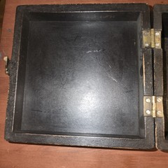 Unbranded Vintage Wooden Trinket Box With Hammered Metal Lid Hinged Wood