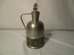 Norway Revere Pewter Lidded Jug Pitcher Carafe Marked #1860 with Inlay Design