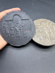 Natural Jasper Stone Old Bactrian Babylonian Royal Place Story Intaglio Round Ti