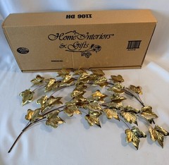 2 Vtg HOME INTERIORS Brass Art Ivy Leaf Leaves Picture Accents Ea 18” x 12” NEW