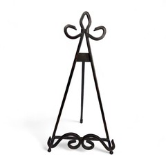 Metal Display Easel Stand Art Plates Books Black Three Legs Scroll 14″ Tall