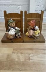 Hummel Goebel Bookends Vintage Western Germany Barnyard Hero Chick Girl Set of 2