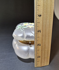 Antique Handpainted Glass Frosted Translucent Art Nouveau Lady Box Flower