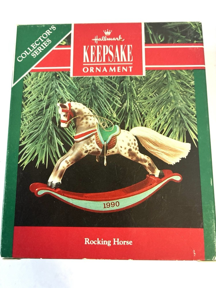 1990, 10th, ROCKING HORSE – BROWN & WHITE DAPPLED HALLMARK KEEPSAKE ORNAMENT A4