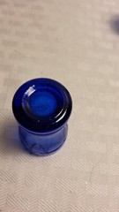 3 Pc Set Of Colbalt Blue With Roping Pattern Creamer 3 In. Sm. Glass 1.75 In.