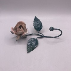 VTG 1980s Italian Tole Rose Wall Hook Made in Italy Painted Metal Floral Hook
