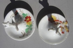 Ring Tree jewellery stands x 2 Victorian/Edwardian Antique porcelain