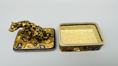RARE JAY STRONGWATER LEOPARD BOX Handcrafted Metal Hand Enameled and Crystals.