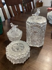 3 Set VTG HOFBAUER BYRDES Crystal Trinket Boxes Bird, W. Germany Mid-late 1900s
