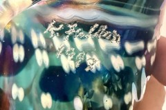 97” Iridescent Kevin Fulton Studio Art Glass Sea Shell Ocean Blue color-Signed