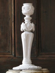 WEDGWOOD 19 C. XRARE VERY ELABORATE PARIAN WITH TROPHIES CANDLESTICK LOOK