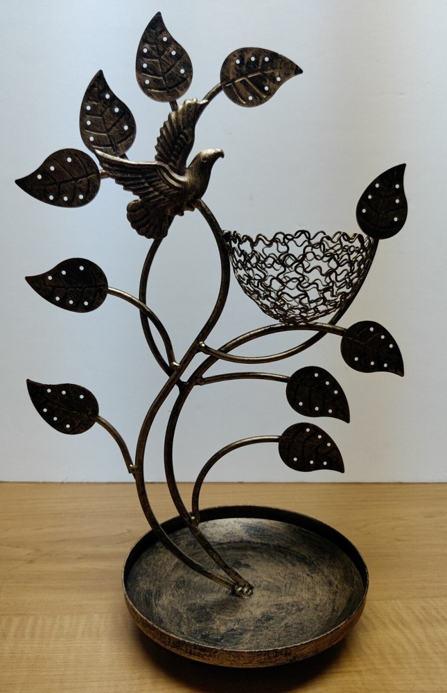 Bronze-Tone Tree Bird Nest Earring Stand Jewelry Tower heavy Duty