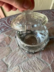 Art Nouveau Pewter Crystal Caddy, Bingit Zinn Jugendstil Condiment Server