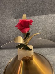 VTG Mid Century MODERN DEMOTT ROSE COPPER METAL SCULPTURE ON ONYX STONE