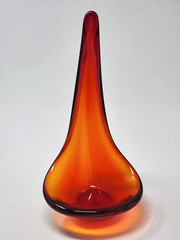 MCM Viking Glass Epic Taper Candle Holder Votive Persimmon Orange Taperglow