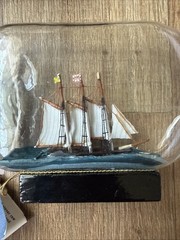 Vintage 3 Masted Schooner Ships In A Bottle Impressed Cork Seal John Madison