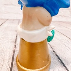 Vtg Ceramic Sunflower Baby Figurine Hand Crafted Flower Head Gold Blue Figure