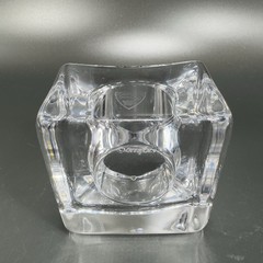 Orrefors Asymetrical Heavy Ice Cube Crystal Votive Candle Holder Sweden Set 2