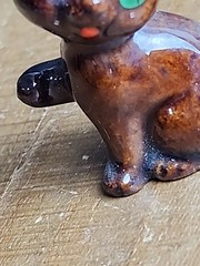 Small Mini Vintage Ceramic Cat Kitten Miniature Brown Orange Ears 2” Unbranded