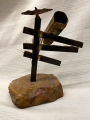 Handcrafted John DeMott Brass Mailbox on Onyx Base With Bird Sculpture