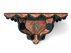 Antique Continental Neoclassical Portrait Faux Marble Wall Bracket Shelf