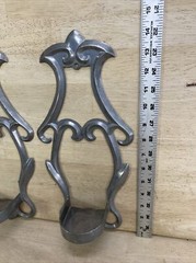 Vintage MCM Set OF 2 Cast Aluminum Wall Candle Holders PRINCETON INDIANA CO. PIC