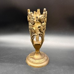 Vintage Art Nouveau Brass Candle Vase Holder Floral Decorative Ornate Display